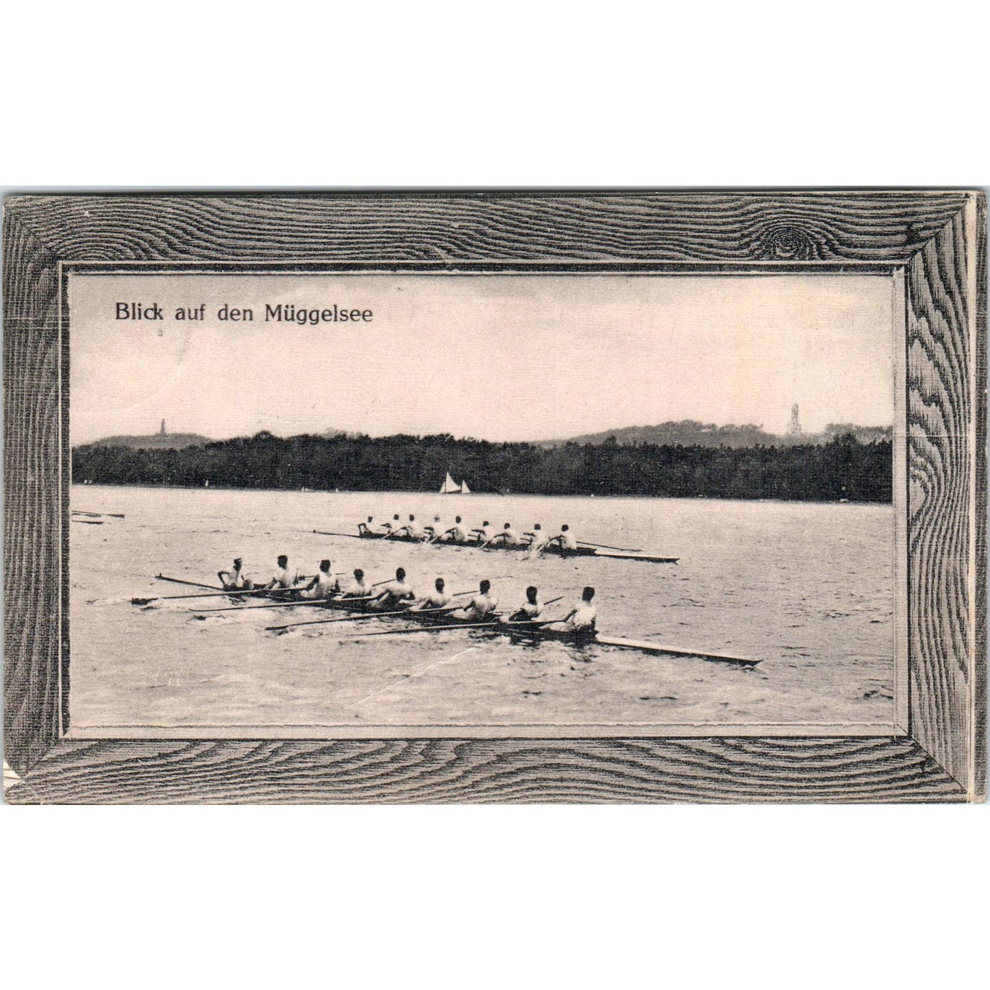 View of the Müggelsee Rowing in Germany Original Postcard TK1-23