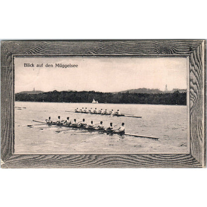 View of the Müggelsee Rowing in Germany Original Postcard TK1-23