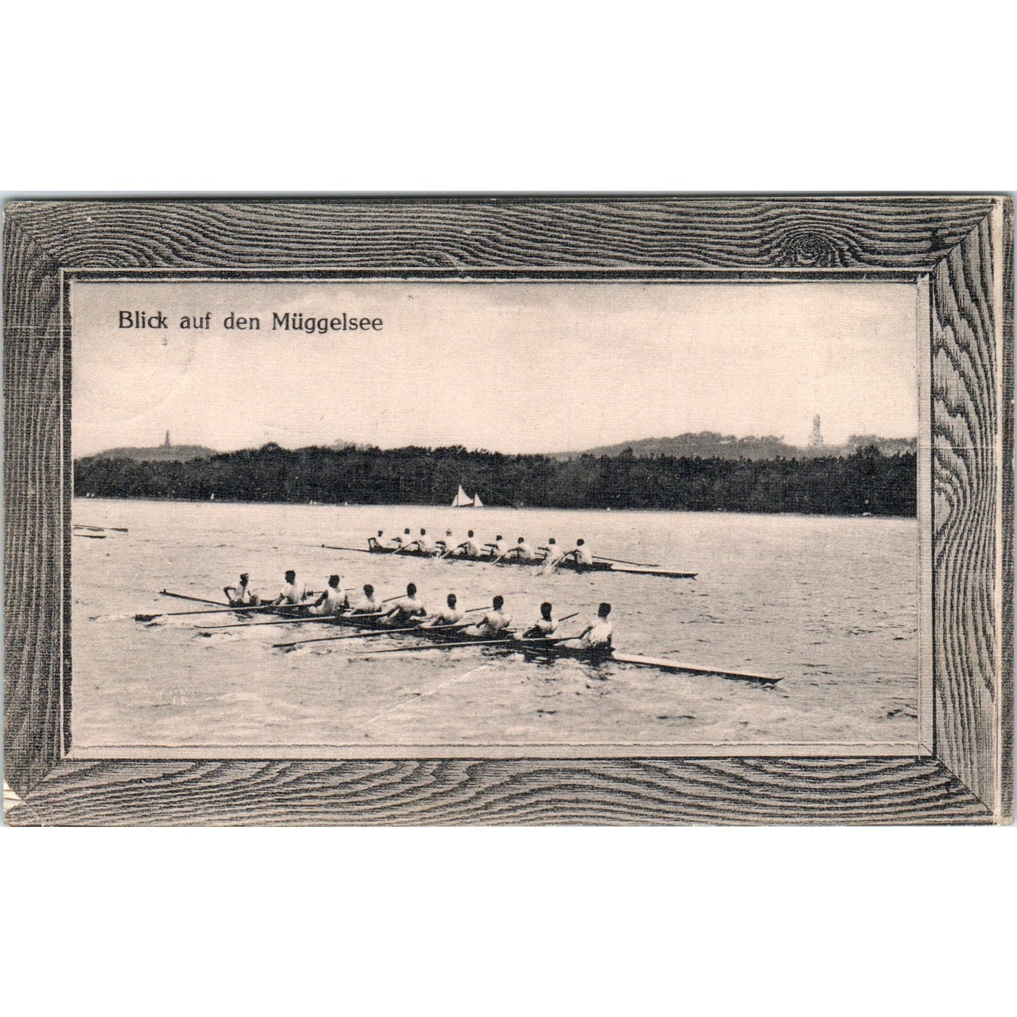 View of the Müggelsee Rowing in Germany Original Postcard P2-9