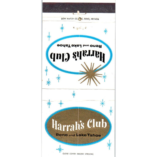 Harrah's Club Reno & Lake Tahoe Advertising Matchbook Cover SB3-M7