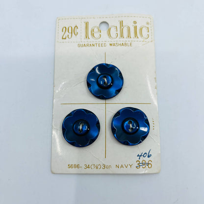 Vintage Le Chic Buttons Midnight Navy Blue Shimmer 7/8 SB5