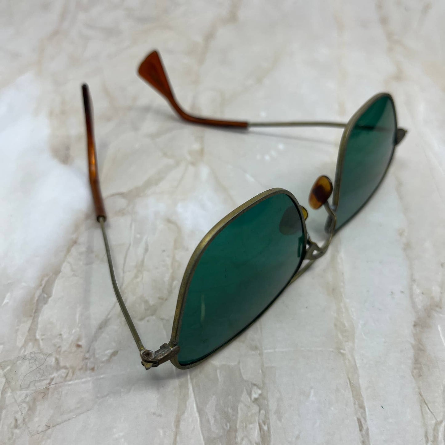 Retro Brass & Green Lens Aviator Sunglasses Eyeglasses Frames TJ1-G3-9