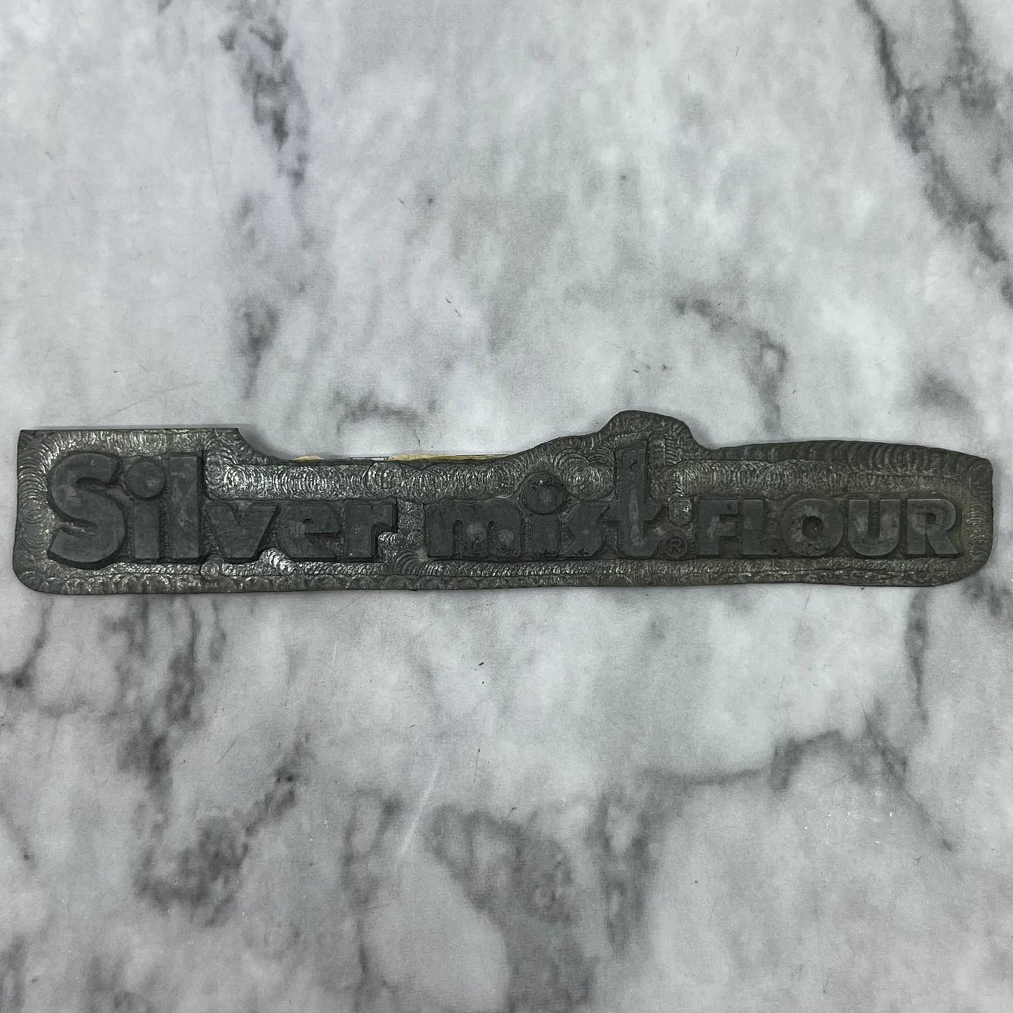 Vintage Printing Letterpress Printers Block Plate Silver Mist Flour TJ55