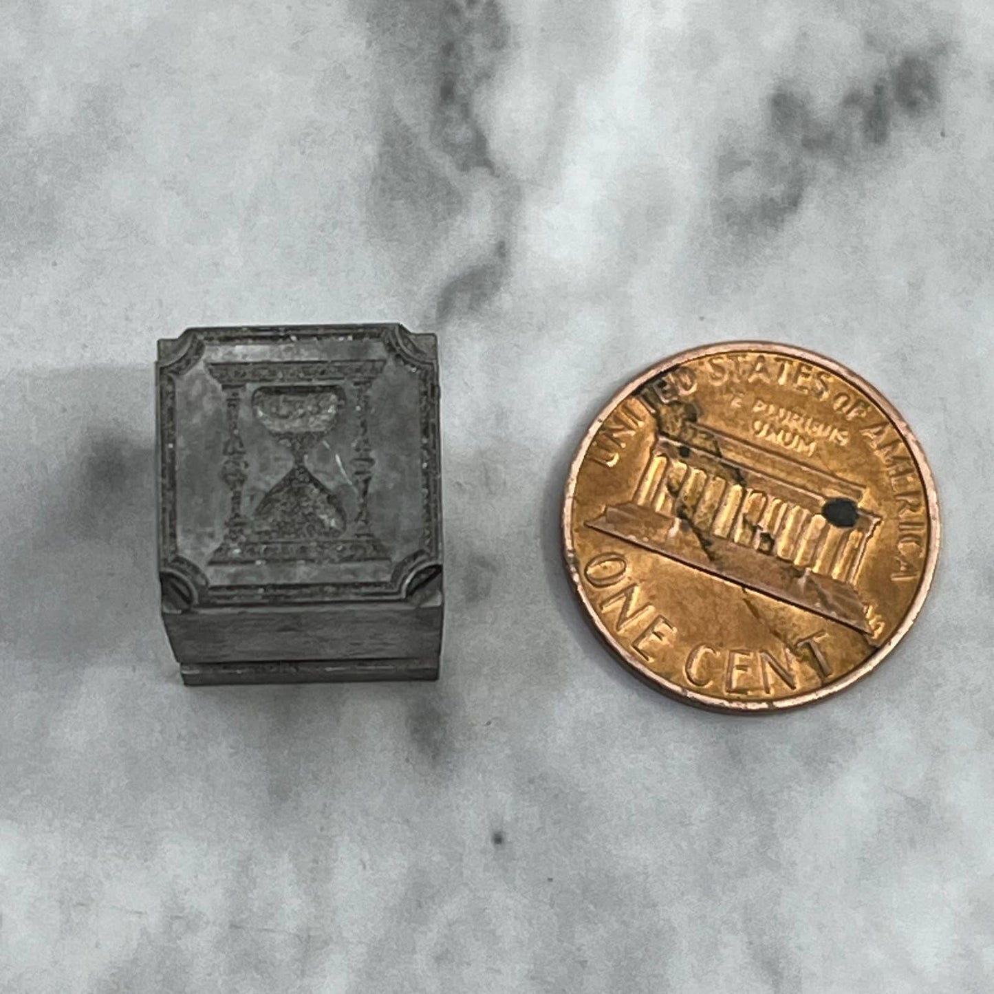 Vintage Printing Letterpress Printers Block Plate Hourglass Sand Timer TJ515