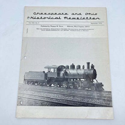 1976 Sept Chesapeake and Ohio Historical Newsletter C&O RR Thomas Dixon WV TE2