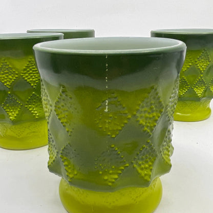 Vintage Fire King GREEN Ombre Kimberly Diamond Mug Set of 4 TH5-2