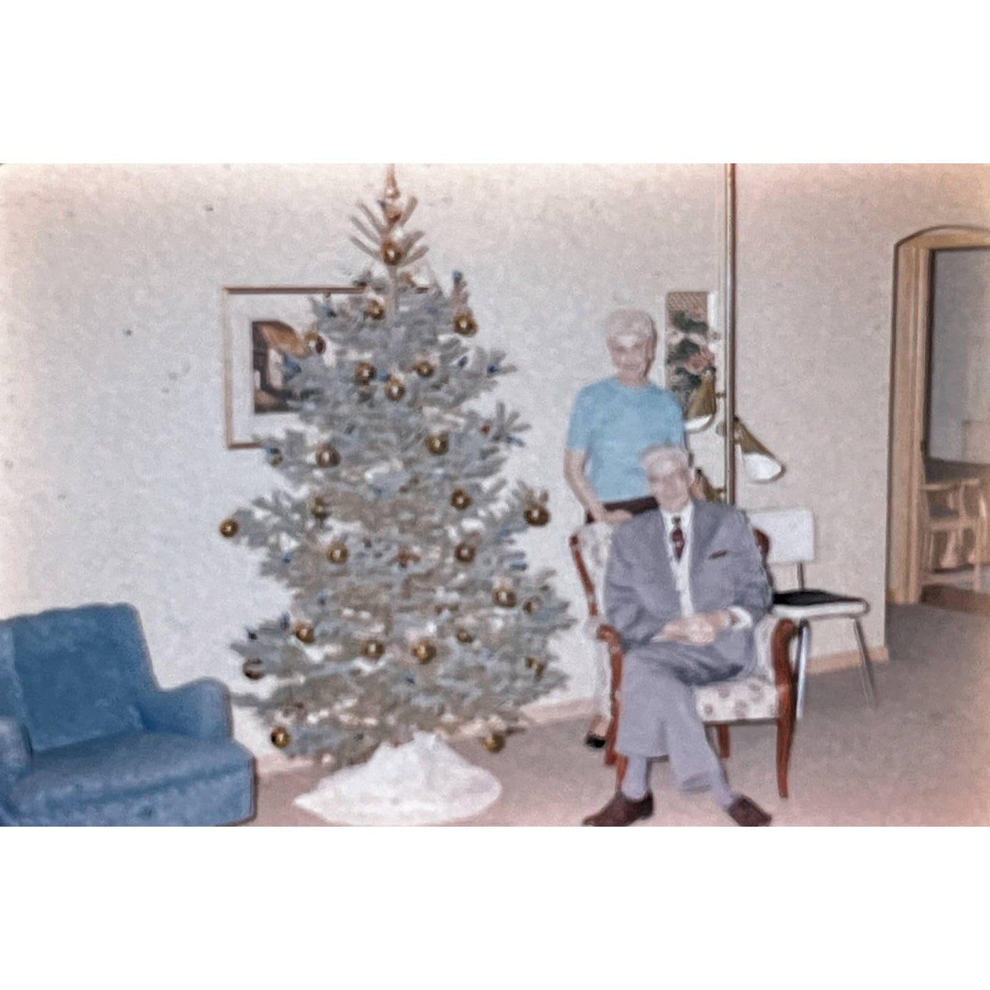 1965 Original Color Slide Christmas Tree Cocker Spaniel Set of 2 2x2 TK2-S4-25