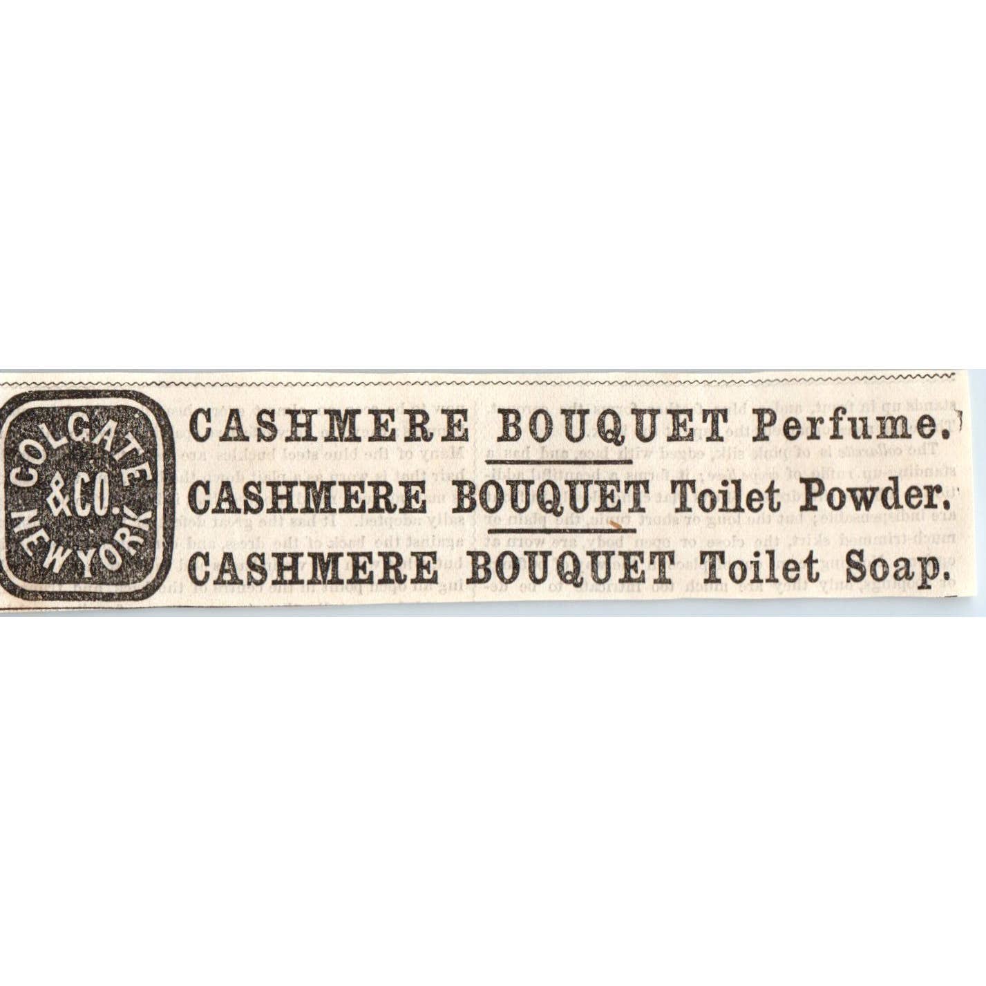 Colgate Cashmere Bouquet Perfume Soap Powder - Victorian Ad 1878 Original TJ7-L2