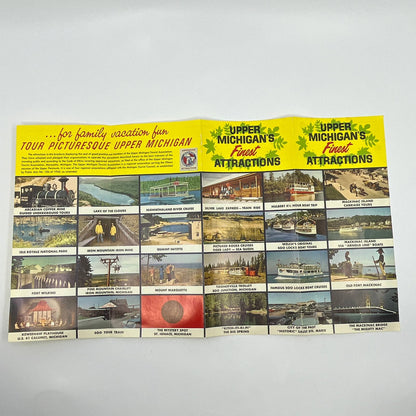 1960s UP Upper Michigan Area Attractions Tourist Foldout Map Brochure AC1