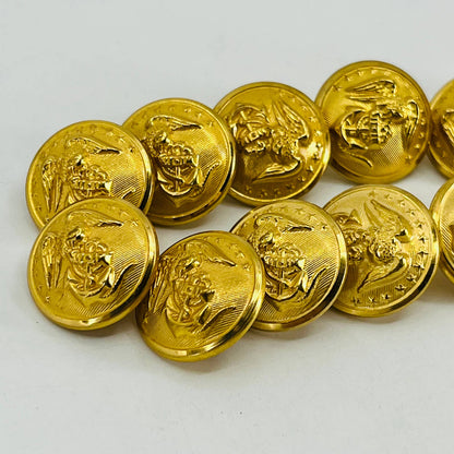 Anodized Gold Marine Uniform Small Button Waterbury Button Co LOT OF 12 SB5-3