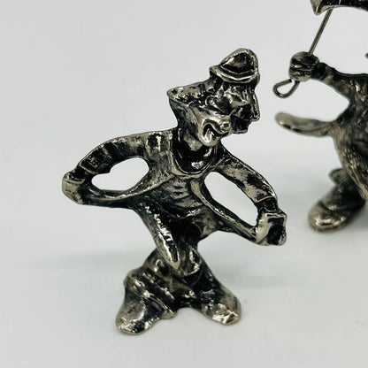 VTG Circus Clown Hobo Pewter Figurine Metal Collectible Curio 2” Set of 3 SB1