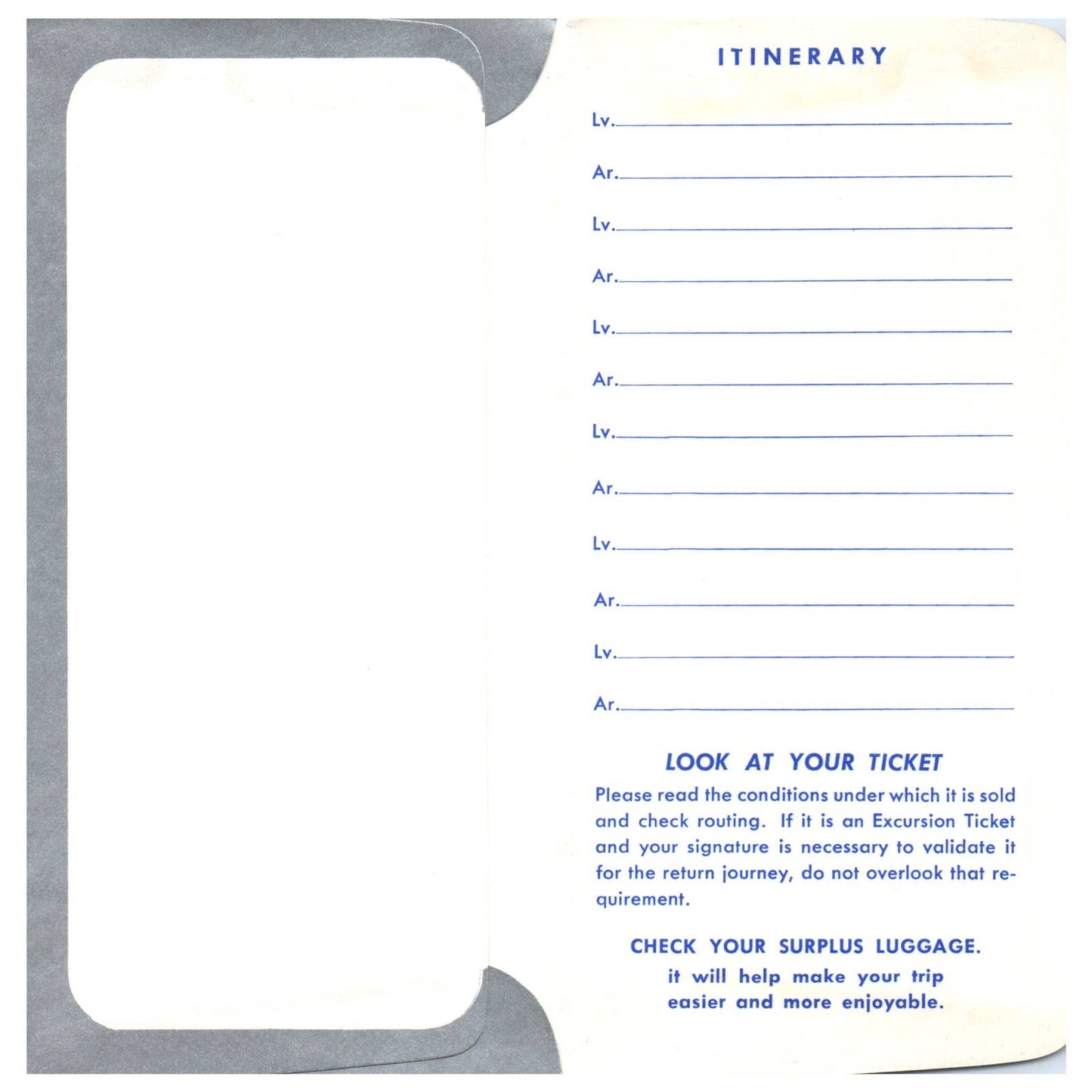 1960s Santa Fe Railway Chief Way Chicago Texas CA Silver Ticket Envelope SE4