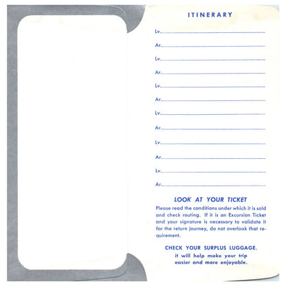 1960s Santa Fe Railway Chief Way Chicago Texas CA Silver Ticket Envelope SE4