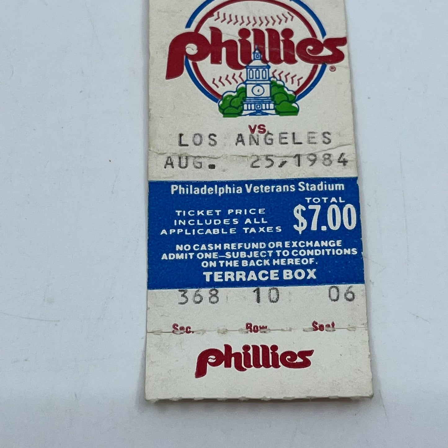 Aug 25, 1984 Phillies vs Los Angeles Ticket Stub Terrace Box SC5