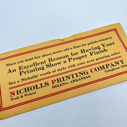 1930s Blotter Card Nicholls Printing Company York & Walnut Helena Arkansas SC8