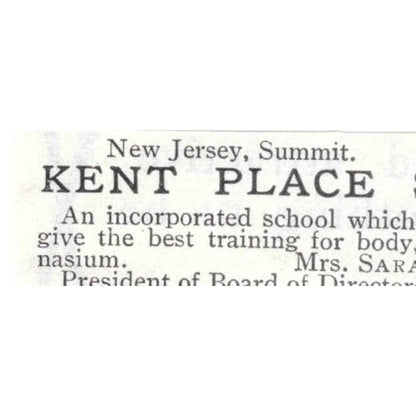 Kent Place School for Girls Sarah Woodman Paul Summit NJ - 1903 Ad TJ8-7-3