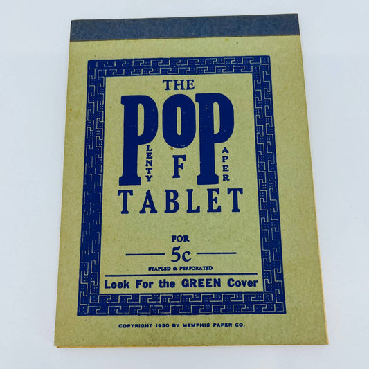 NOS 1930 The POP Tablet Plenty of Paper Notepad Memphis Paper Co TN Green C1