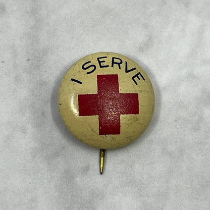 1920s Pinback Button Pin American Red Cross - I Serve SE7