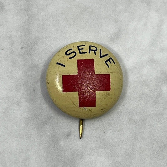 1920s Pinback Button Pin American Red Cross - I Serve SE7