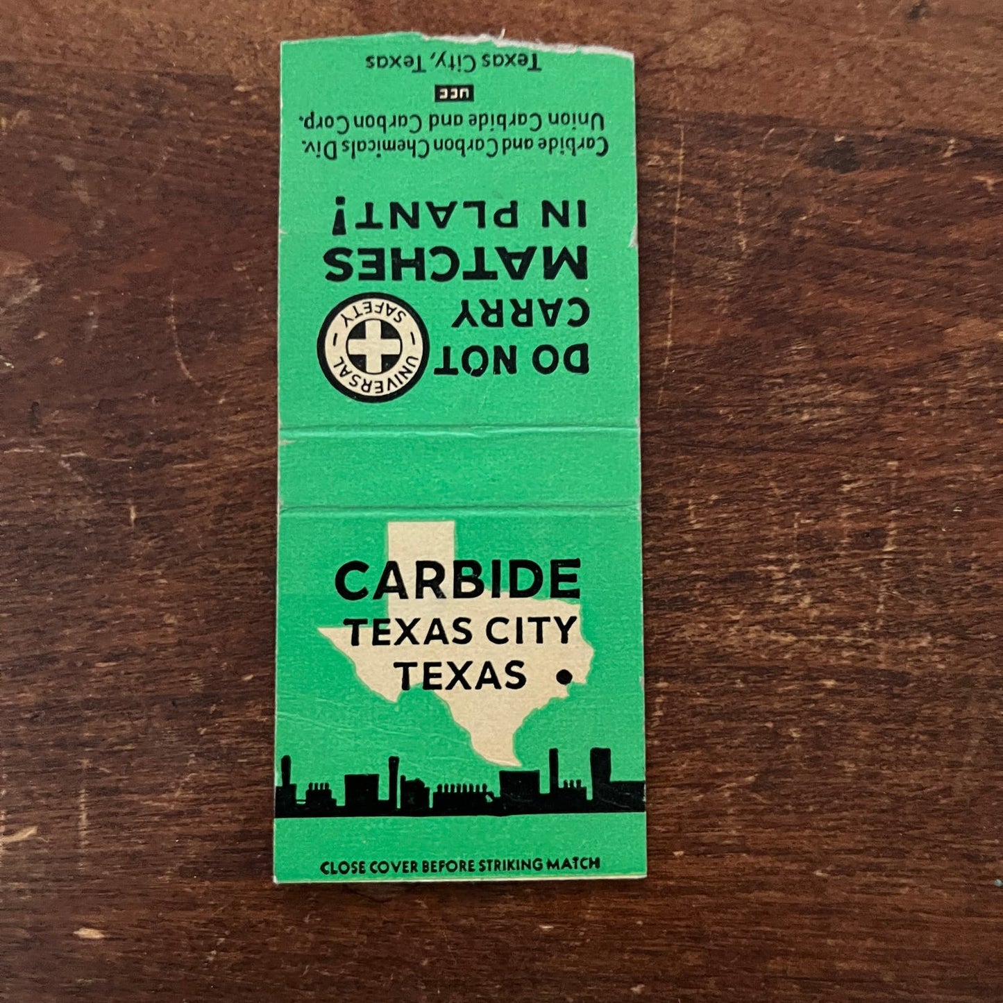 Texas City, Texas Carbide Plant Advertising Matchbook Cover SB3-M2