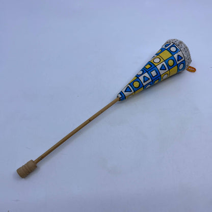 Vintage Wood Cone Puppet Blue & White Pop Up Peek A Boo Handmade TH6