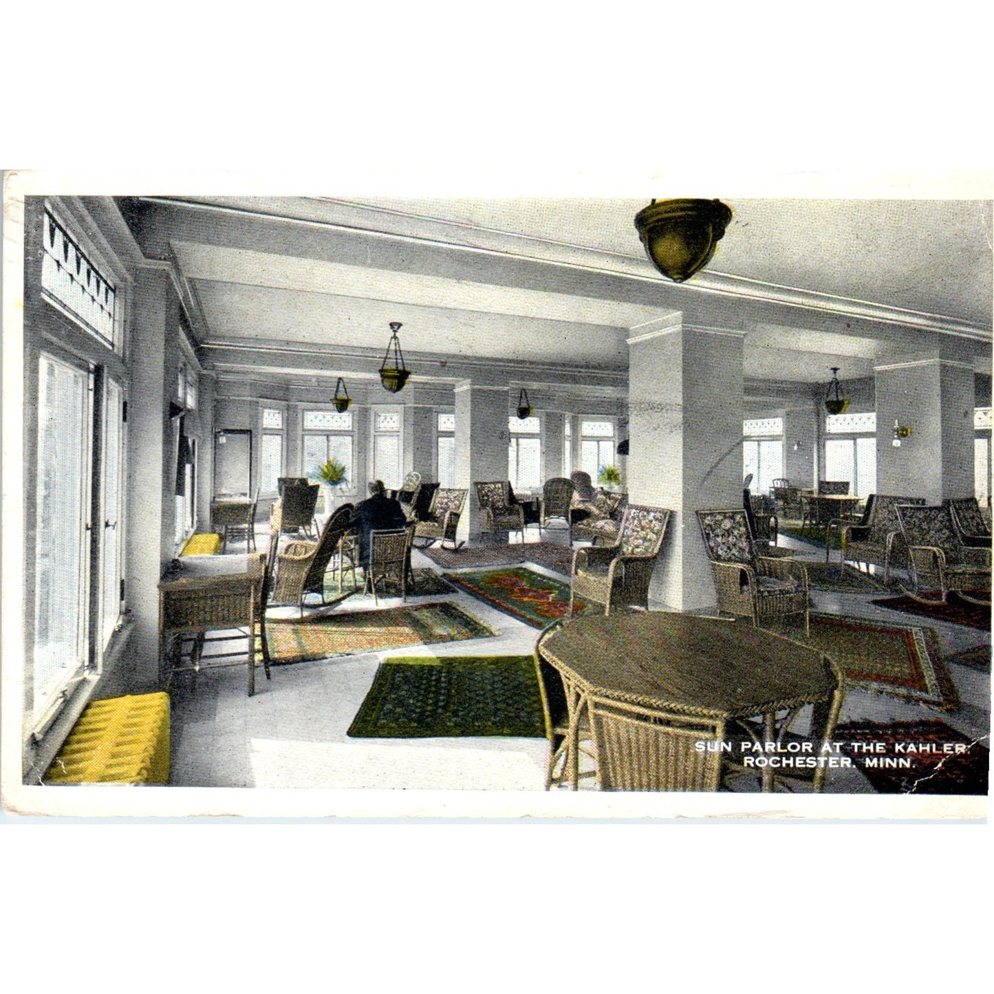 Sun Parlor at the Kahler Hotel Rochester Minnesota 1918 Original Postcard P3-1