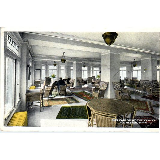 Sun Parlor at the Kahler Hotel Rochester Minnesota 1918 Original Postcard P3-1