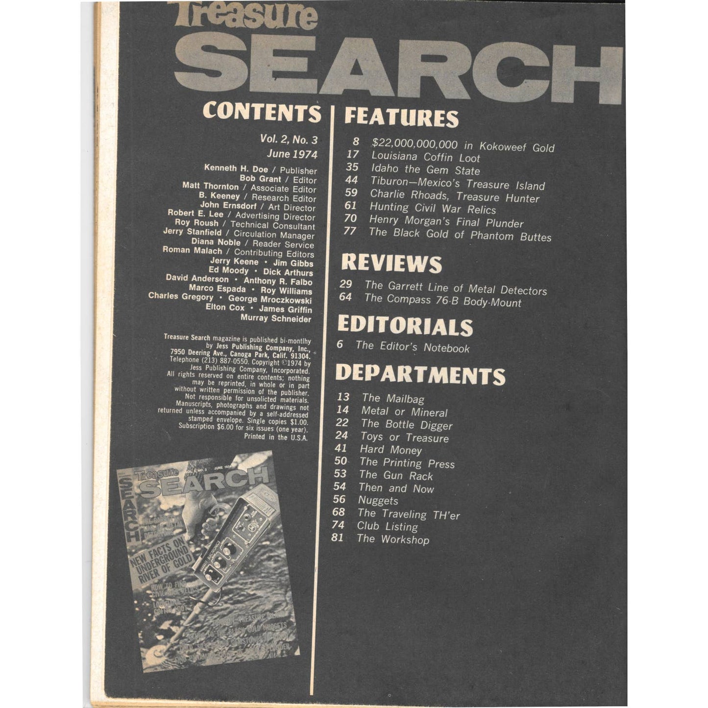 Treasure Search Magazine - Treasure Hunting Mining Metal Detecting June 1974 M4