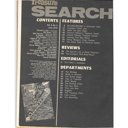 Treasure Search Magazine - Treasure Hunting Mining Metal Detecting June 1974 M4