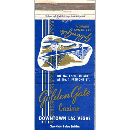 Golden Gate Casino Downtown Las Vegas NV Advertising Matchbook Cover SB3-M7