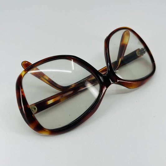 Vintage 1970s Thick Plastic Tortoise Shell Style Woman’s Eyeglasses France