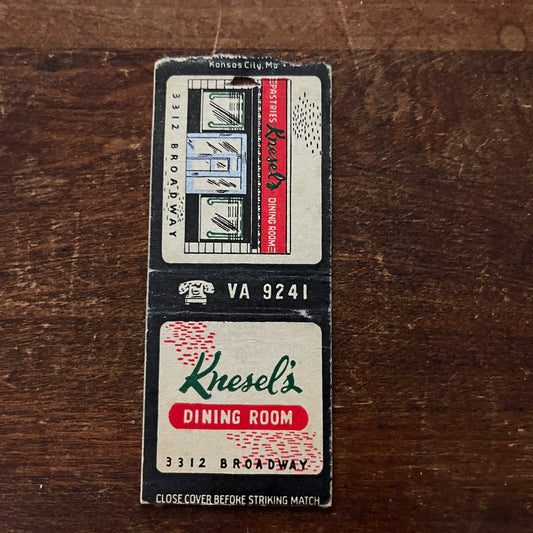 Knesel's Dining Room Kansas City MO Advertising Matchbook Cover SB3-M3