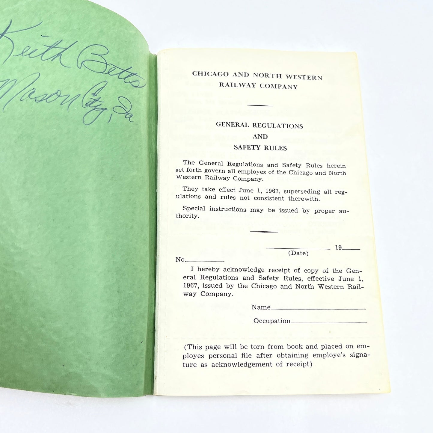 1967 Chicago Northwestern Railway General Regulations & Safety Rules Booklet H5-3