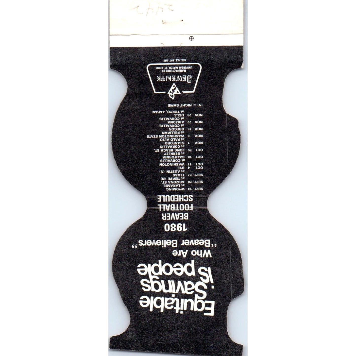 1980 OSU Oregon State Beavers Helmet Football Schedule Matchbook Cover SA6-M4