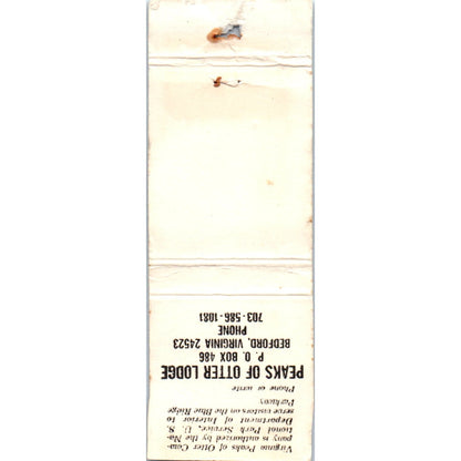 Peaks of Otter Lodge Blue Ridge Virginia Advertising Matchbook Cover MM9-8