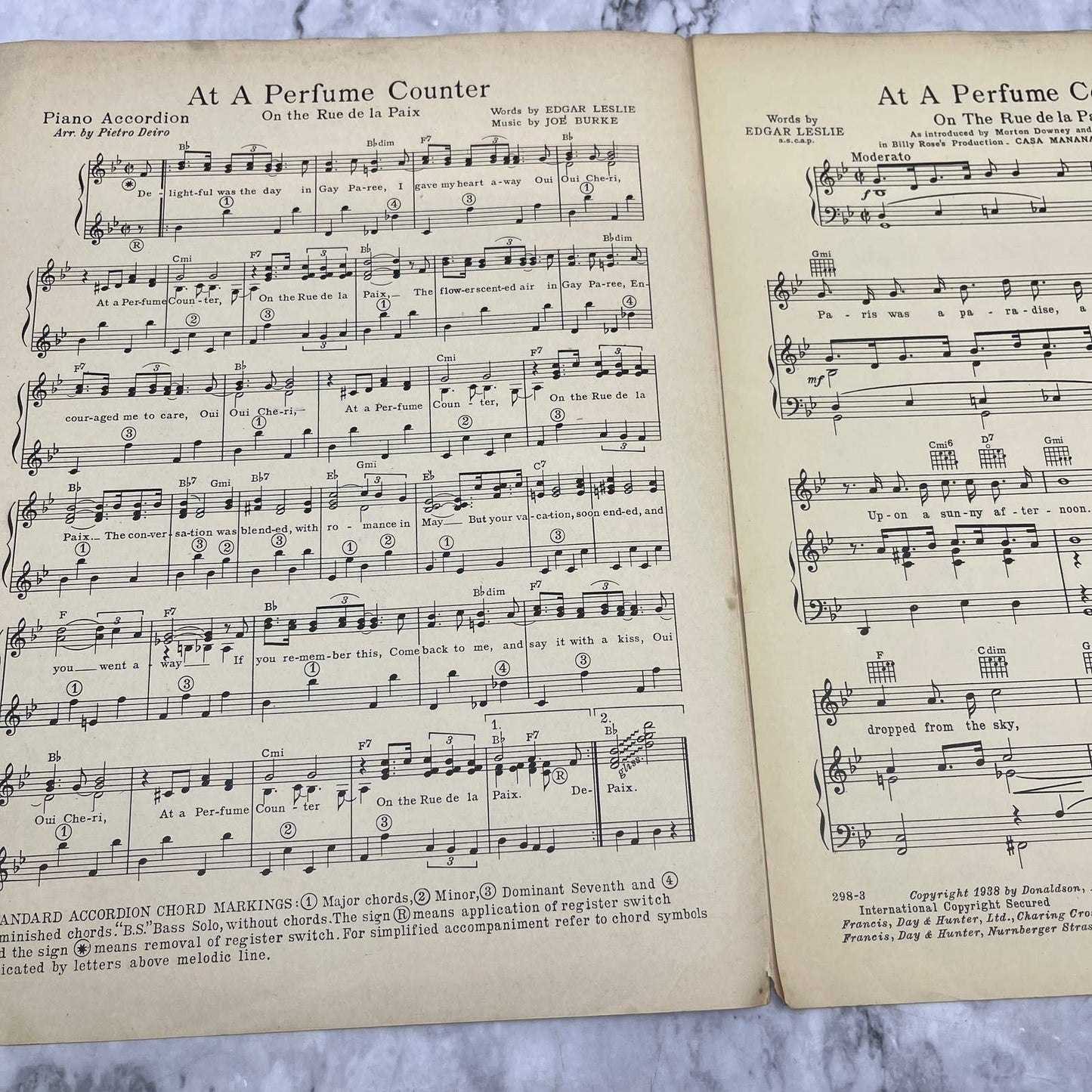 At a Perfume Counter on the Rue de la Paix 1938 Sheet Music TK2-SM3