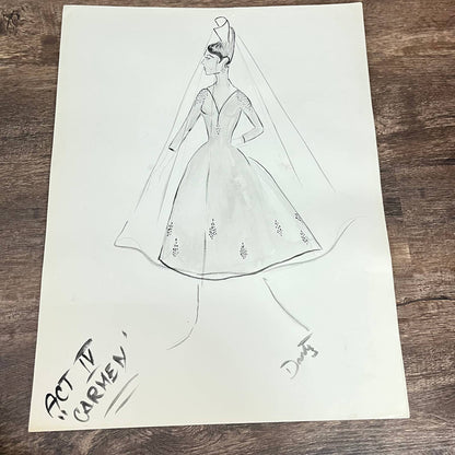 1960s Original LARGE Fashion Flamenco Illustrations By Edmund Dantez FL1