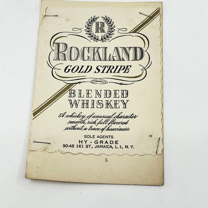 Rockland Gold Stripe Whiskey Label Hy-Grade Jamaica Long Island New York