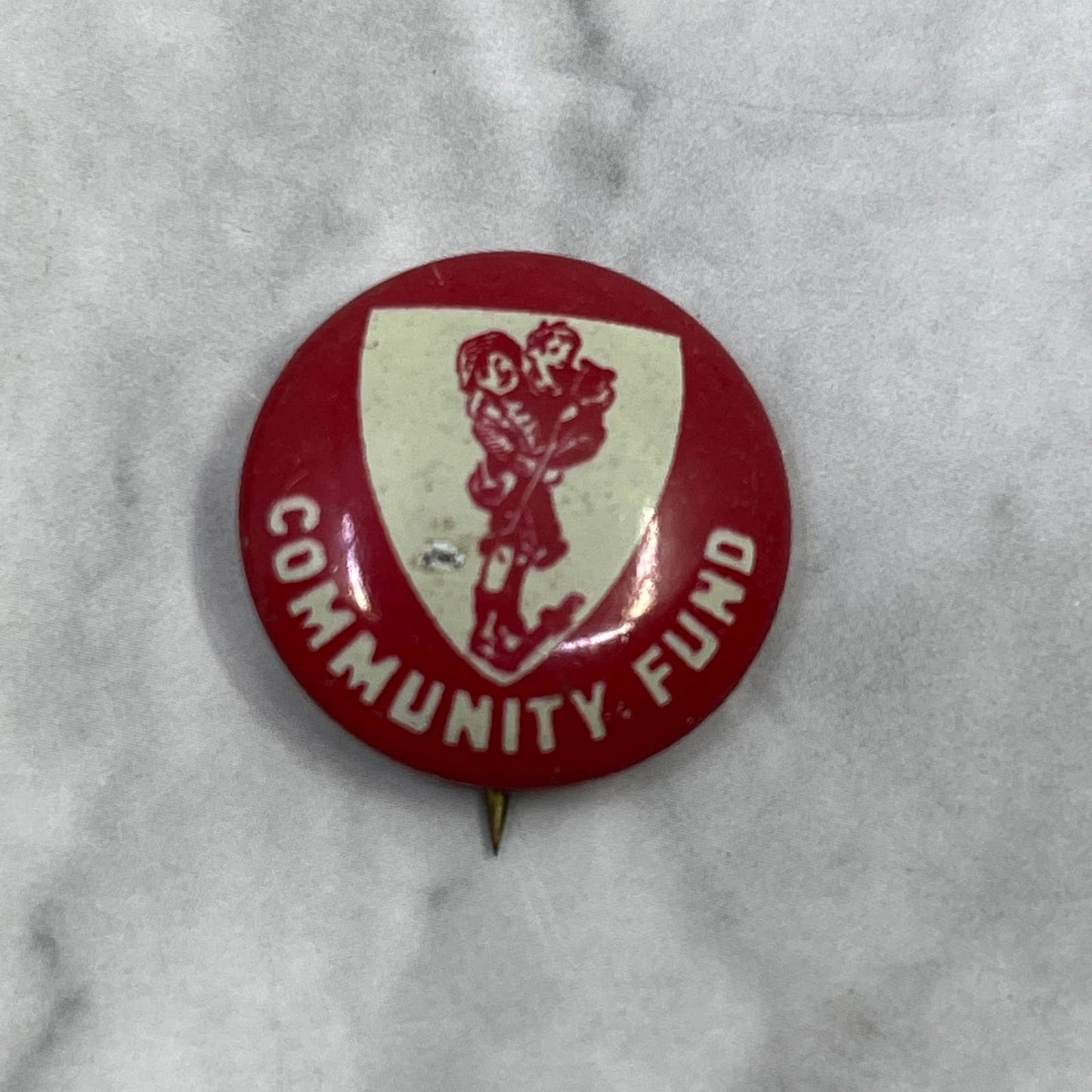 1920s Pinback Button Pin Community Fund SE7-1