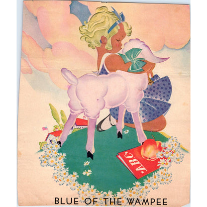 1935 Print Blue of the Wampee Girl and Sheep 7.5x9 TJ1-2