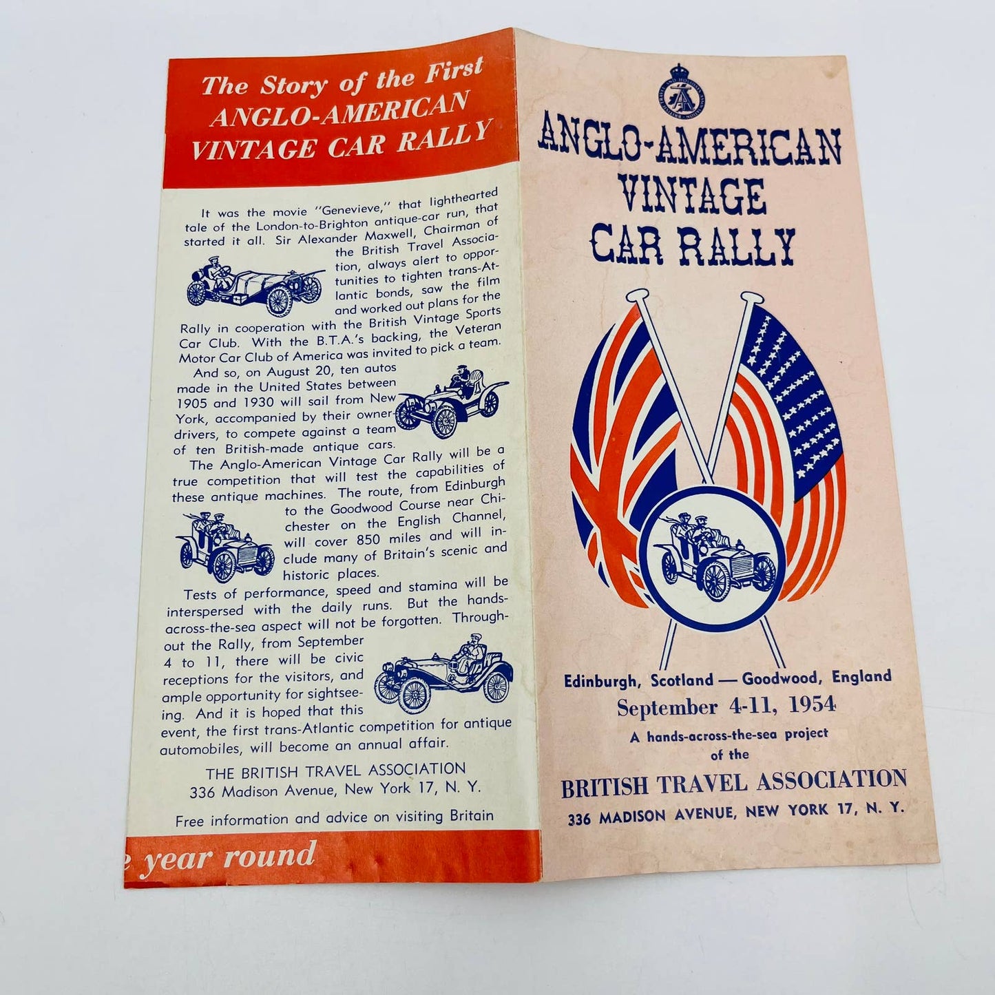 1954 Anglo-American Vintage Car Rally Brochure Edinburgh - Goodwood England D5