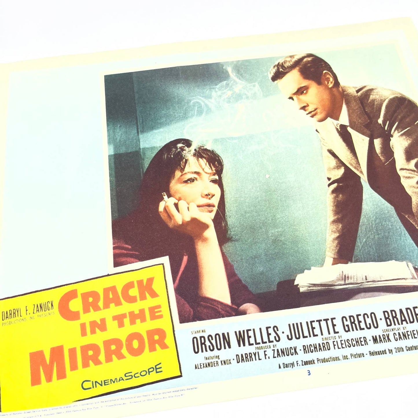 1960 Crack in the Mirror Orson Welles Juliette Greco Dillman Lobby Card FL4