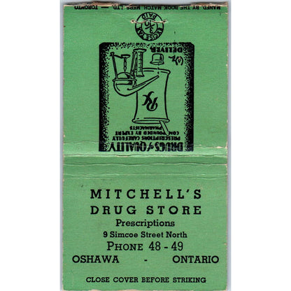 Mitchell's Drug Store Oshawa Ontario Advertising Matchbook Cover SA1-M11