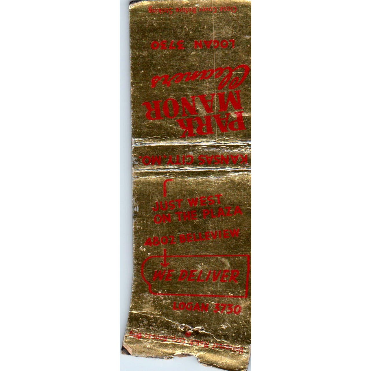 Park Manor Cleaners Kansas City MO Advertising Matchbook Cover SA9-M1