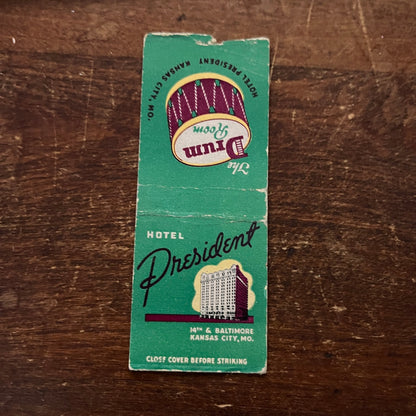 Hotel President Drum Room Kansas City MO Advertising Matchbook Cover MM11-5