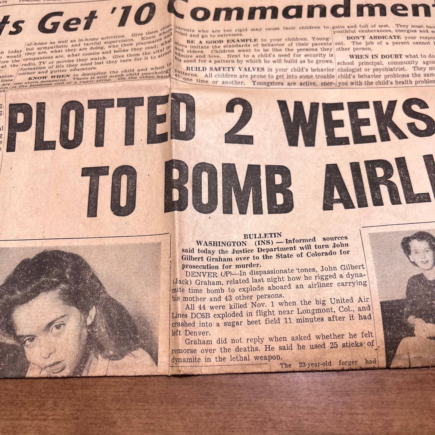 Vintage Cleveland News November 15, 1955 Airline Bomb Adlai Stevenson DeSoto B4