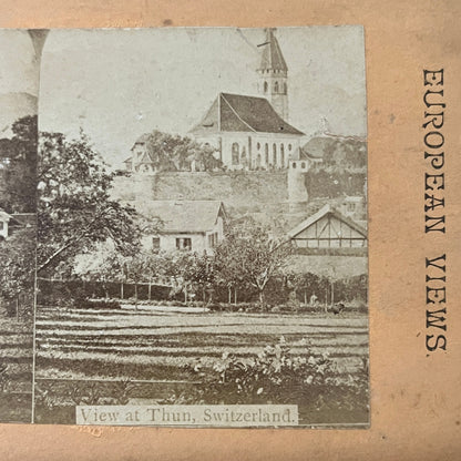 View at Thun Switzerland Antique Stereoview Card H2-4