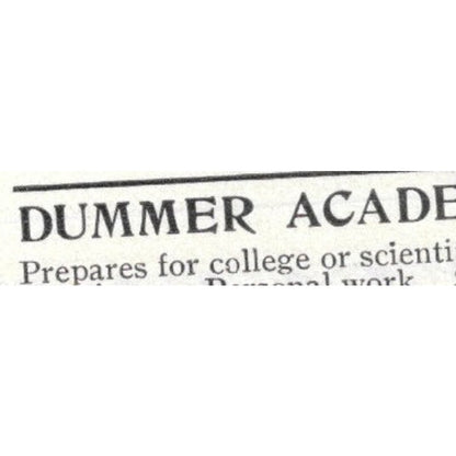 Dummer Academy Perley L. Horne South Byfield Mass - 1903 Original Ad AK5-S28