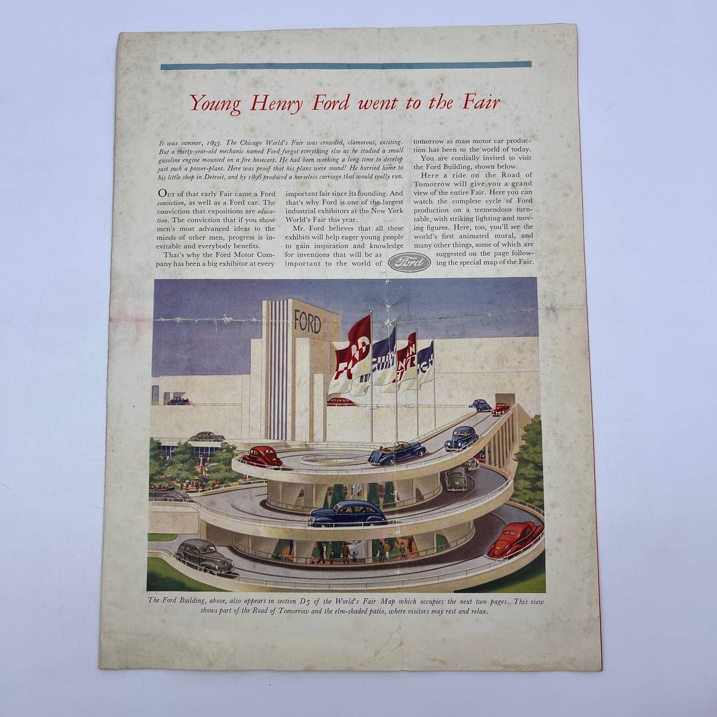 1940 New York World's Fair Ford Exposition Pamphlet & Fold Out Map FL5