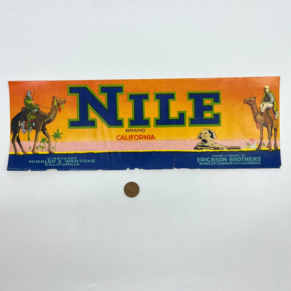 1940s Nile Brand Fruit Label Erickson Bros Minkler CA Egyptian Sphinx CA FL3